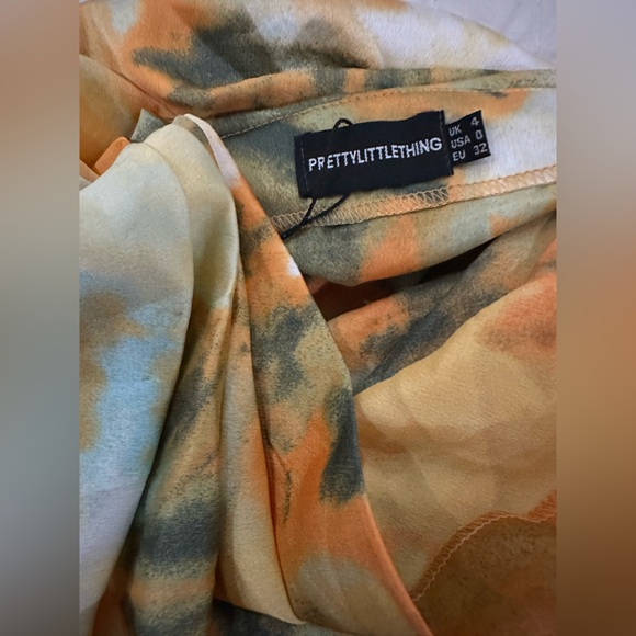 Pretty little things Orange Tie Dye Ruched Side Midi Skirt NWT - Picture 5 of 8